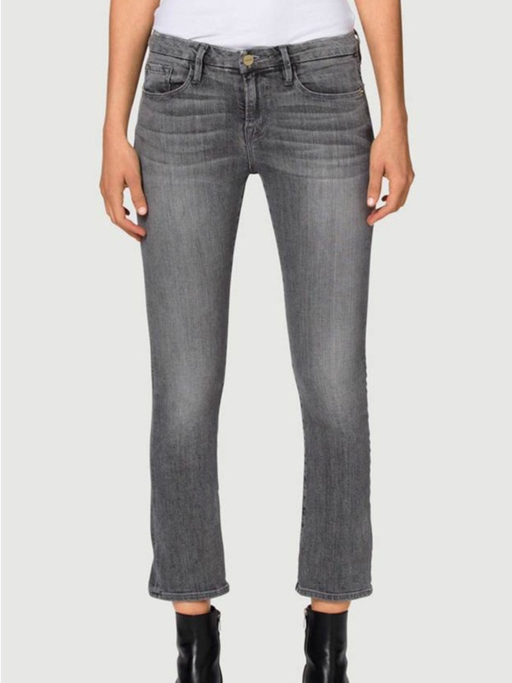 Frame Le Mini Boot Denim Charcoal Gray High-Rise Jeans